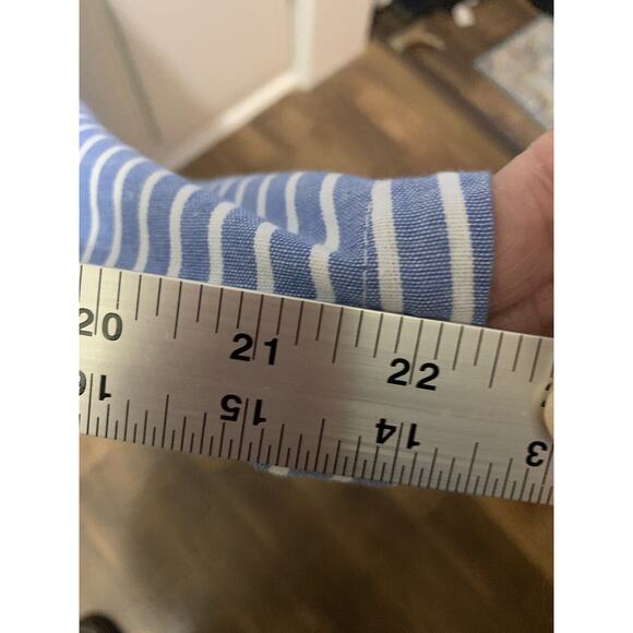 OC Order Plus Linen Jumpsuit Wide Leg Pantsuit Romper Blue Striped Beach Boho L‎ - Picture 14 of 16